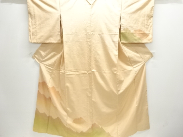 JAPANESE KIMONO / ANTIQUE KIMONO / SILK / TSUMUGI / ONE CREST / WOVEN DISTANT MOUNTAINS